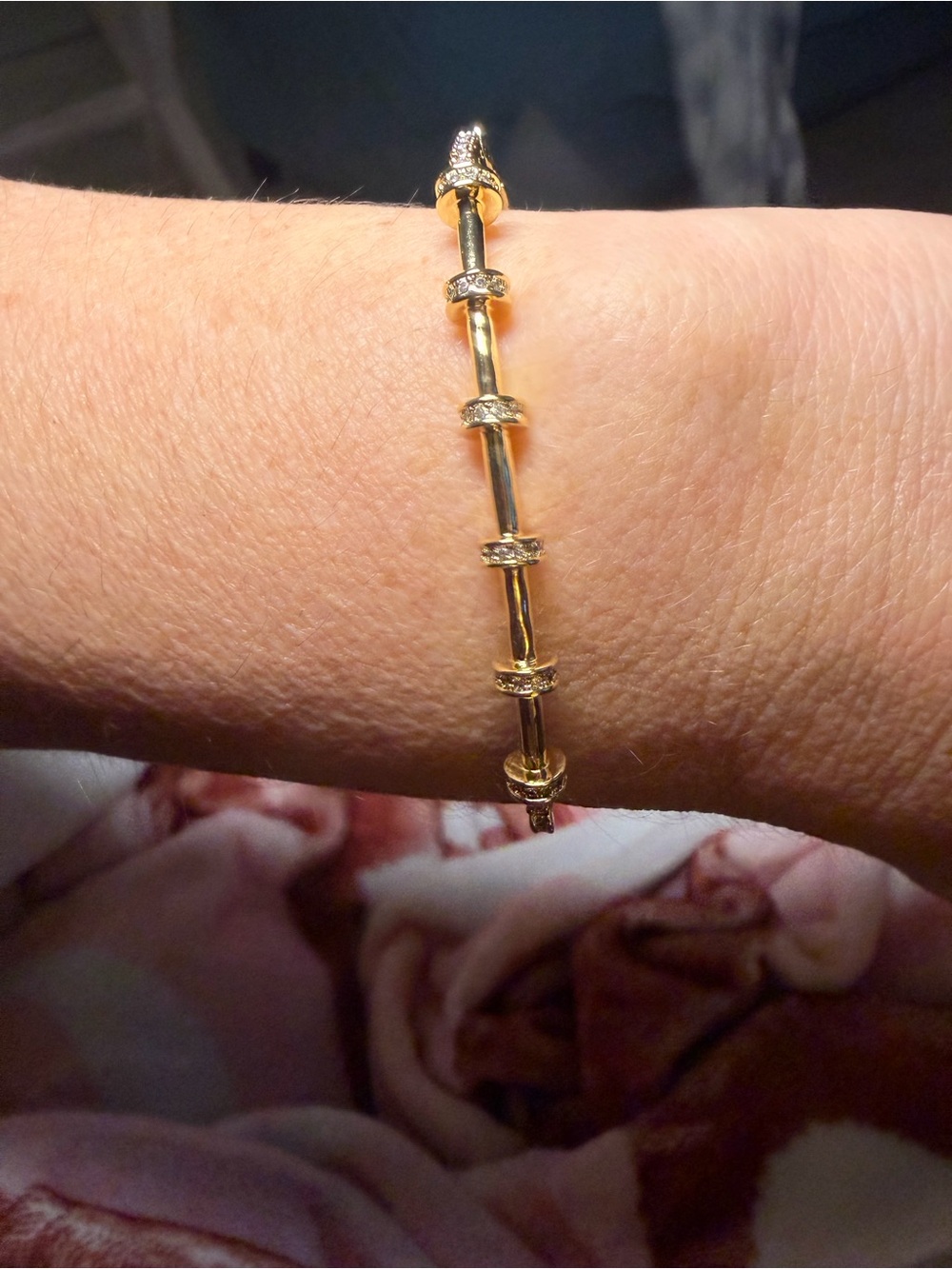 18K Gold Filled AAA CZ Bolo Bracelet Adjustable Sparkling Station Des
